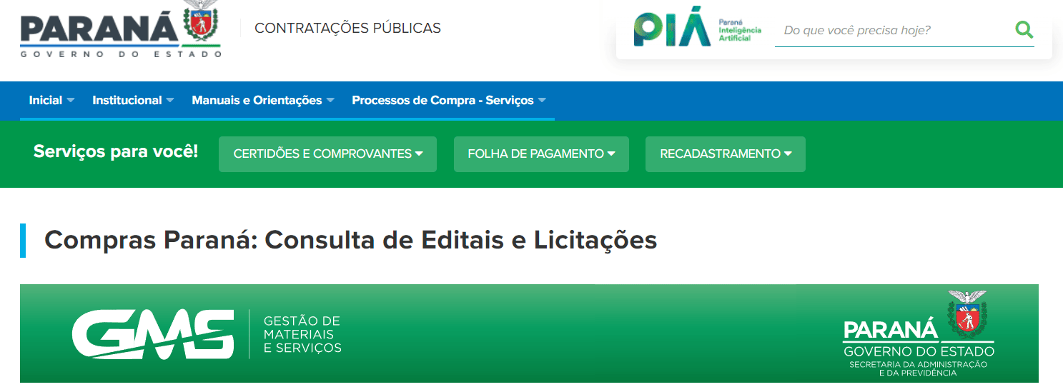 Alerta licita&ccedil;&atilde;o: Compras Paran&aacute; para alerta de licita&ccedil;&atilde;o
